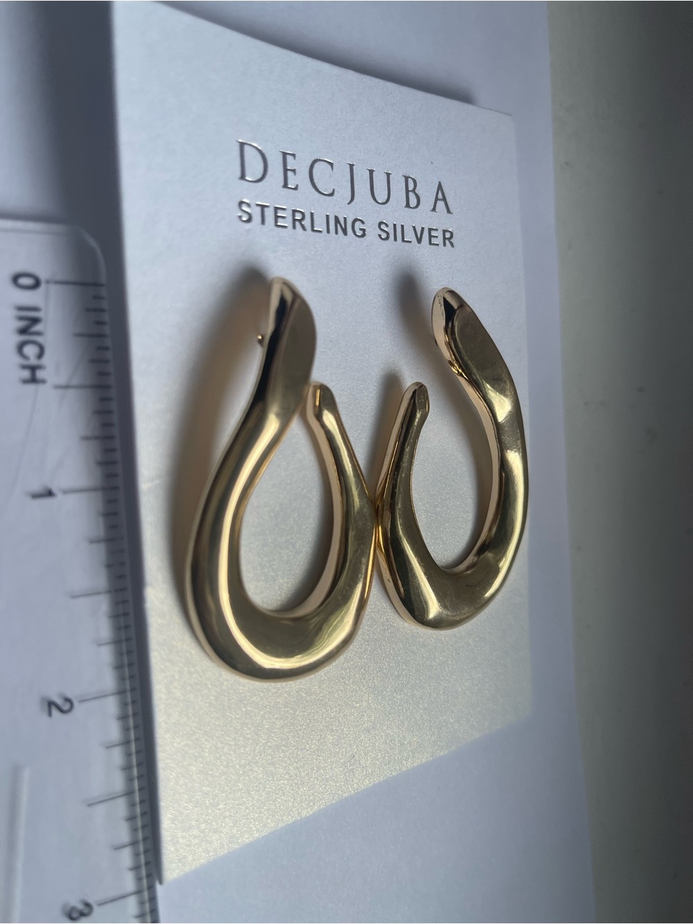 DECJUBA Gold open teardrop earrings sterling silver post sculptural